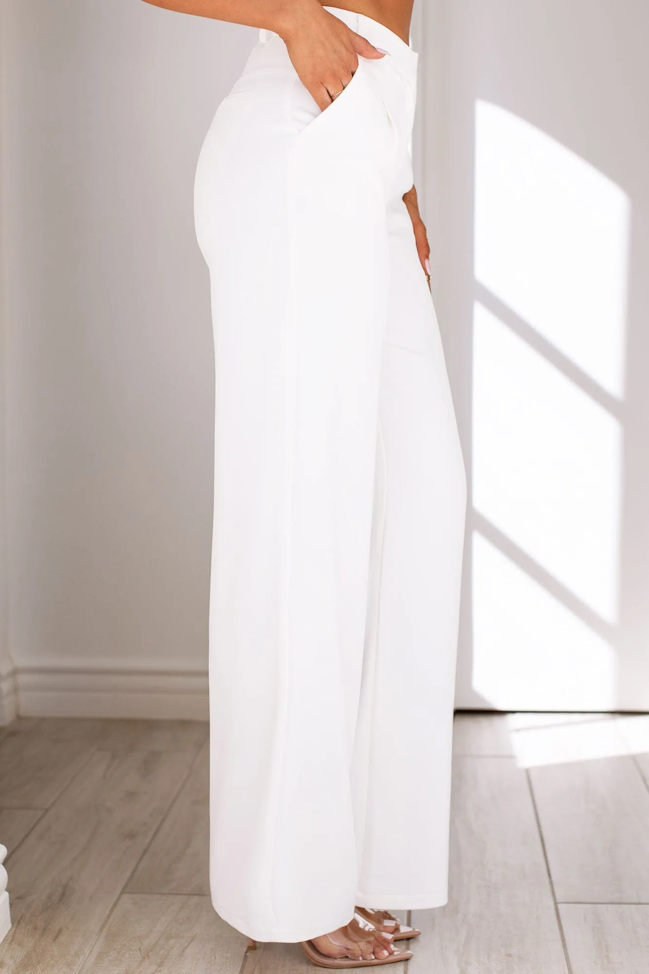 Good Feeling White High Rise Pants