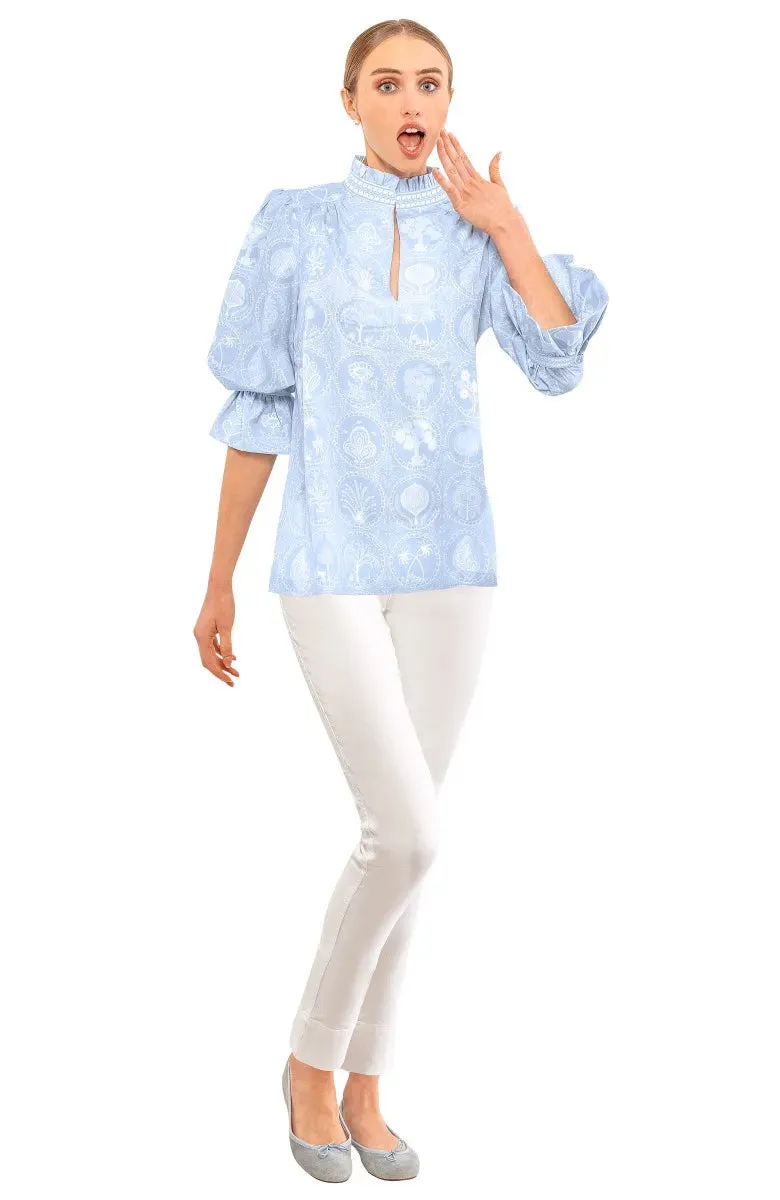 Gretchen Scott | Ruffleneck Tunic | Women's | Circle of Love Periwinkle