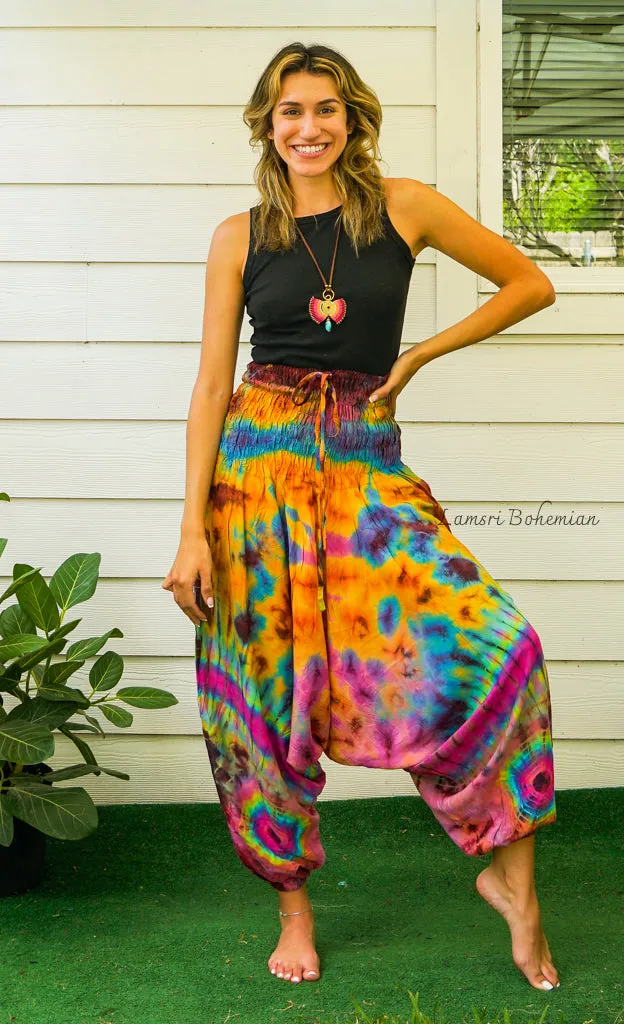 H2838- Hand Dyed Low Cut Hippie Festival Harem Pants