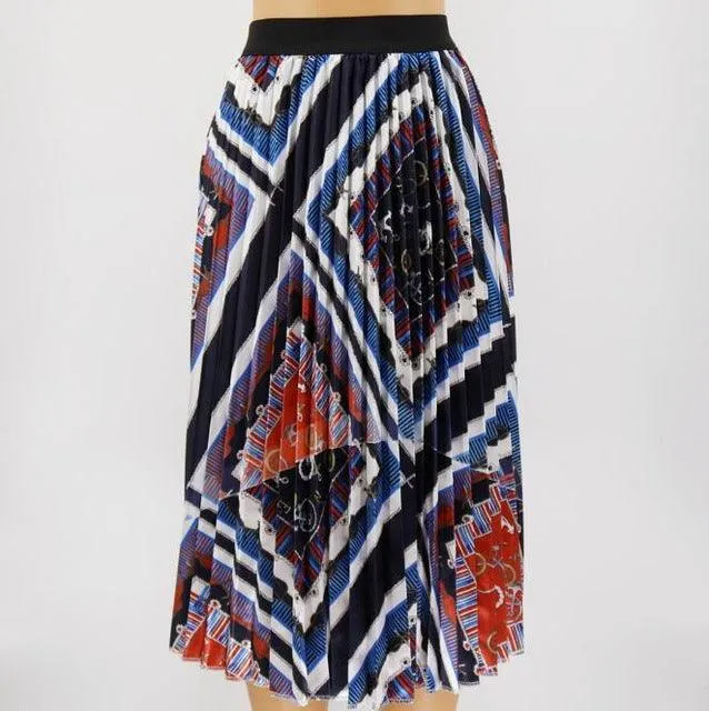 High Waist Elastic Blue Pink Skirt