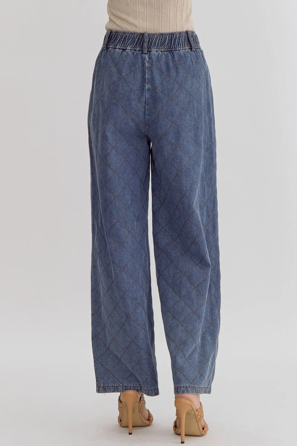 High Waisted Denim Wide Leg Pants