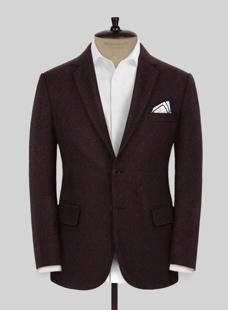 Highlander Heavy Wine Herringbone Tweed Jacket