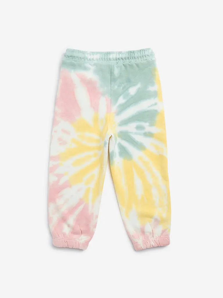 HOP Kids Multicolour Tie-Dye High-Rise Joggers