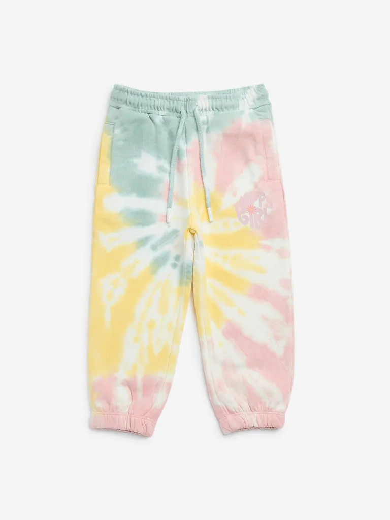 HOP Kids Multicolour Tie-Dye High-Rise Joggers