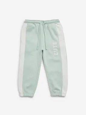 HOP Kids Sage Text Embroidered Mid-Rise Joggers