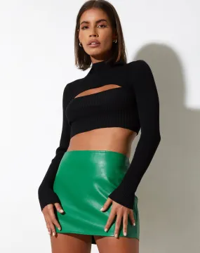 Ima Mini Skirt in Pu Kelly Green