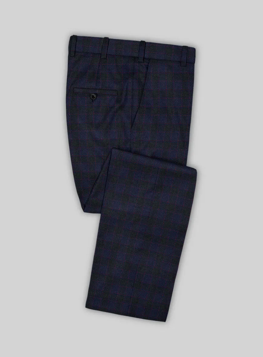 Italian Lark Indigo Blue Checks Flannel Suit