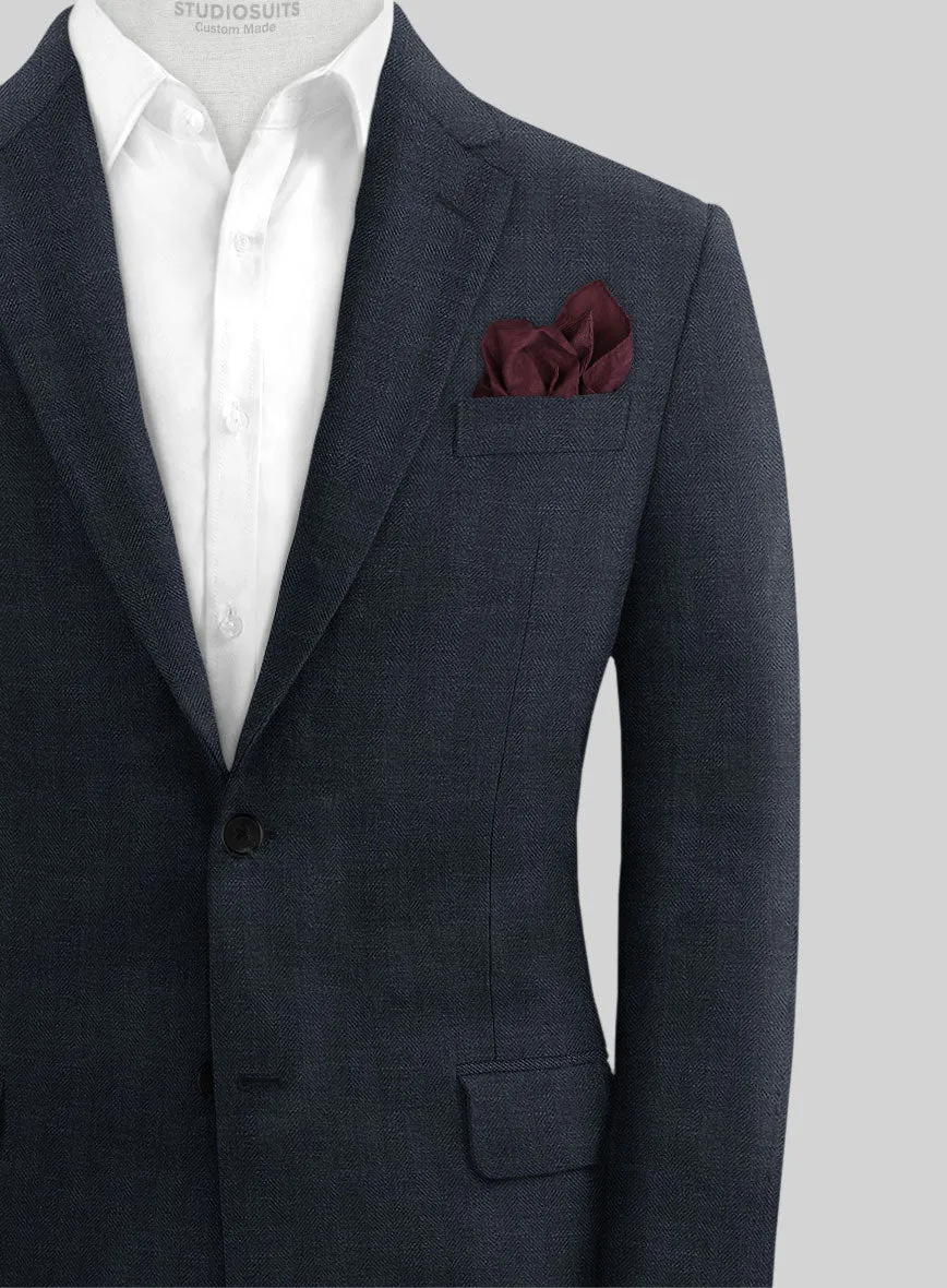 Italian Prato Diesel Blue Herringbone Linen Suit