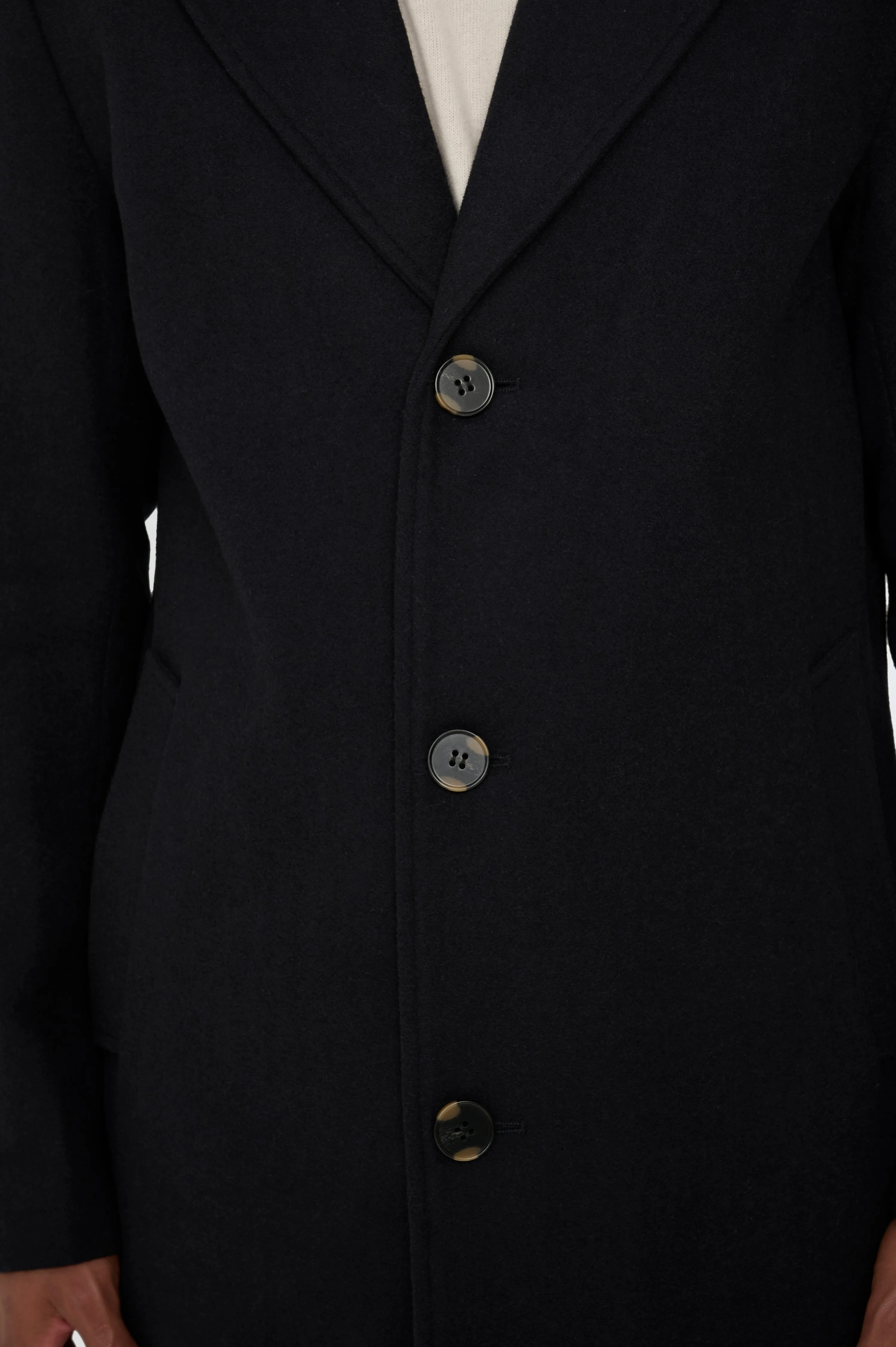 Josh Wool Melton Overcoat in Navy