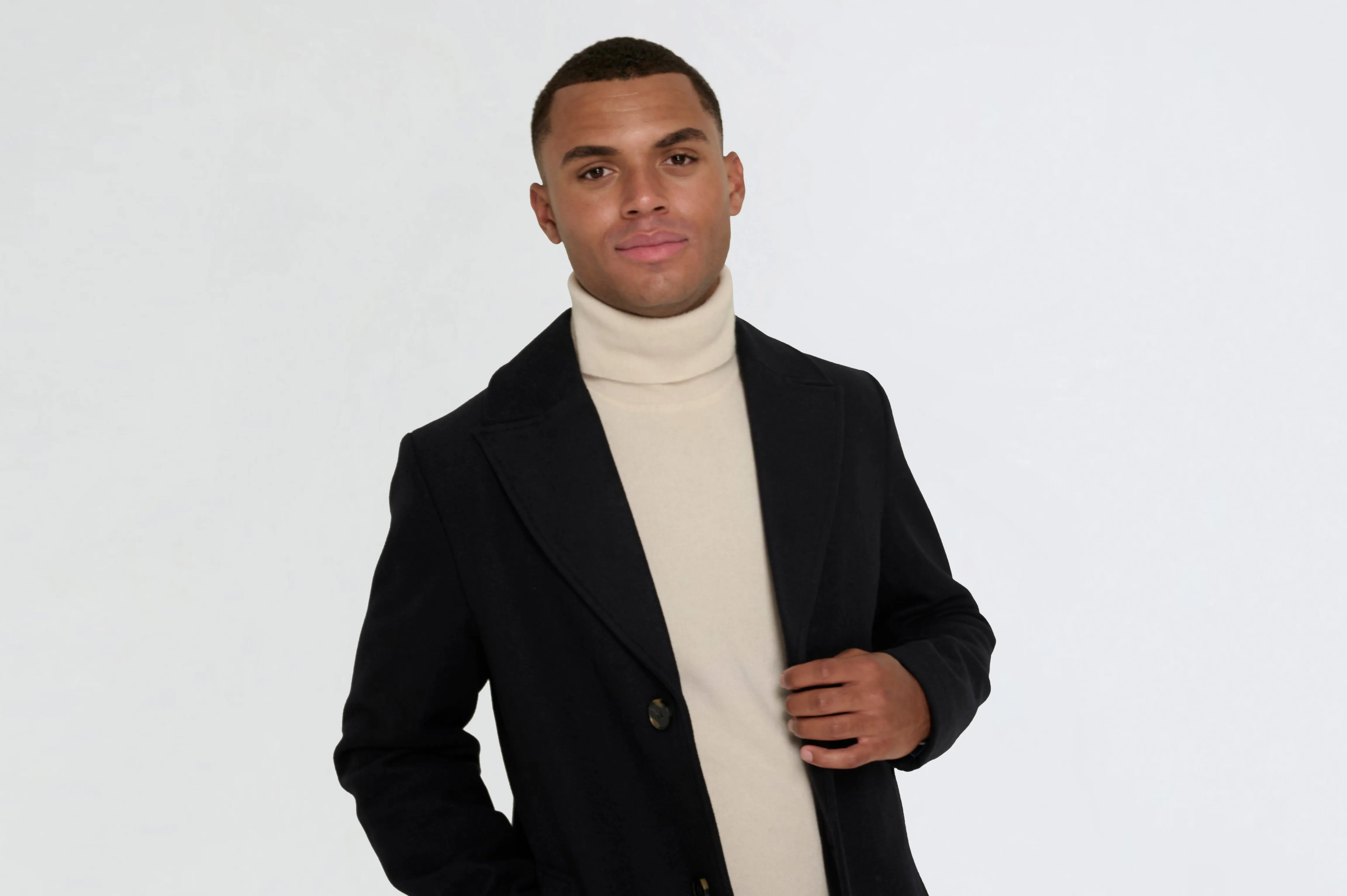 Josh Wool Melton Overcoat in Navy