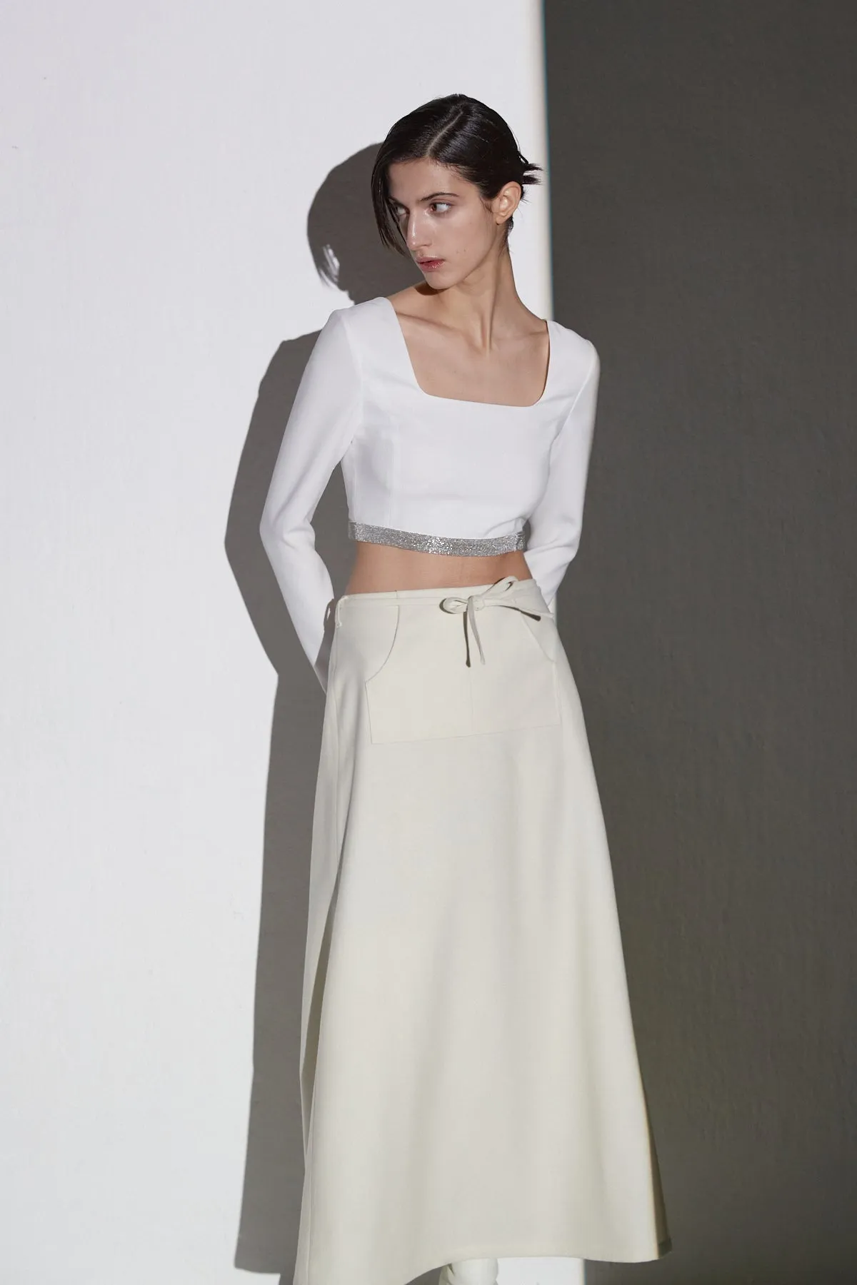 KAAN WOOL LONG WRAP SKIRT