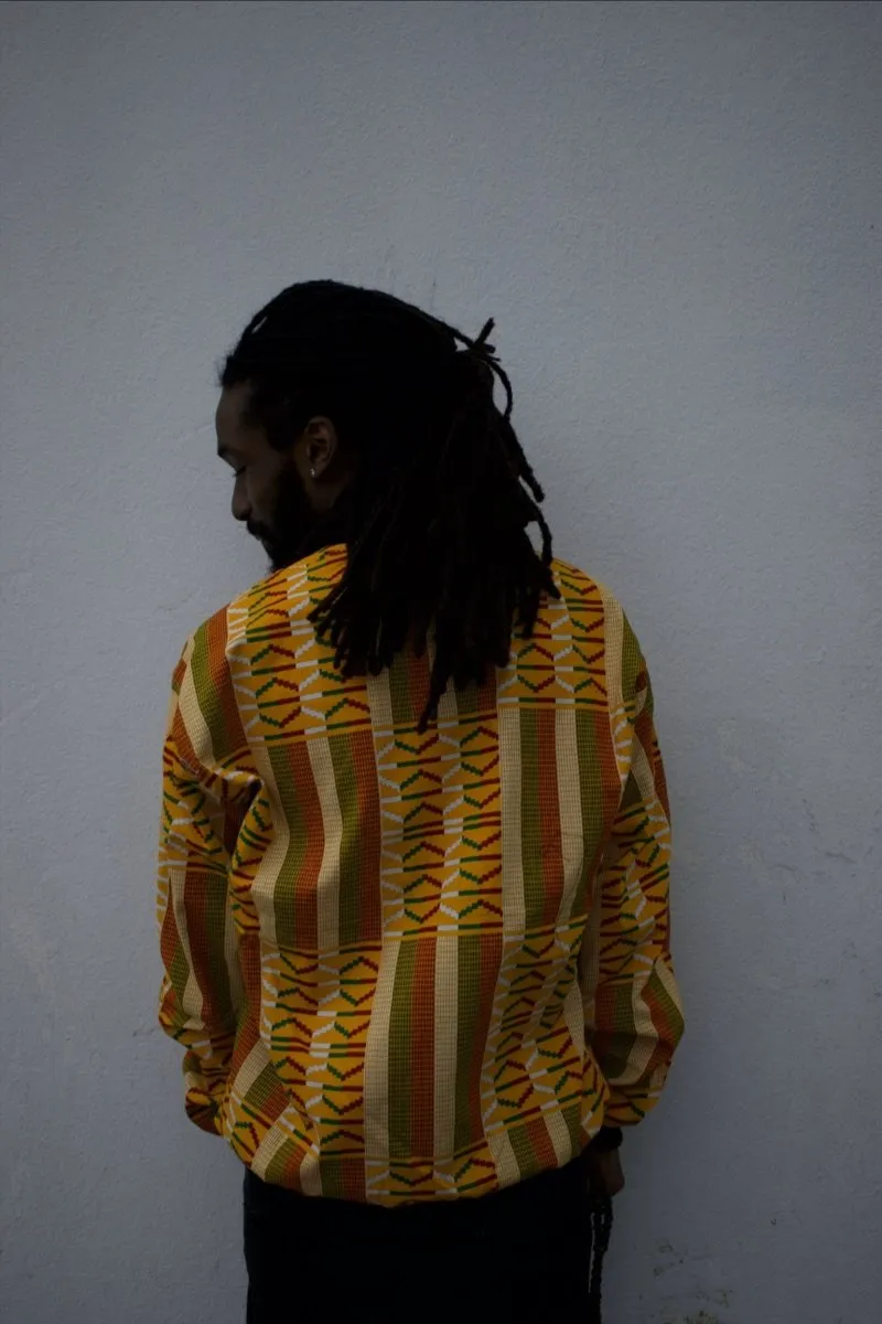 Kente Bomber Jacket in Orange African Print