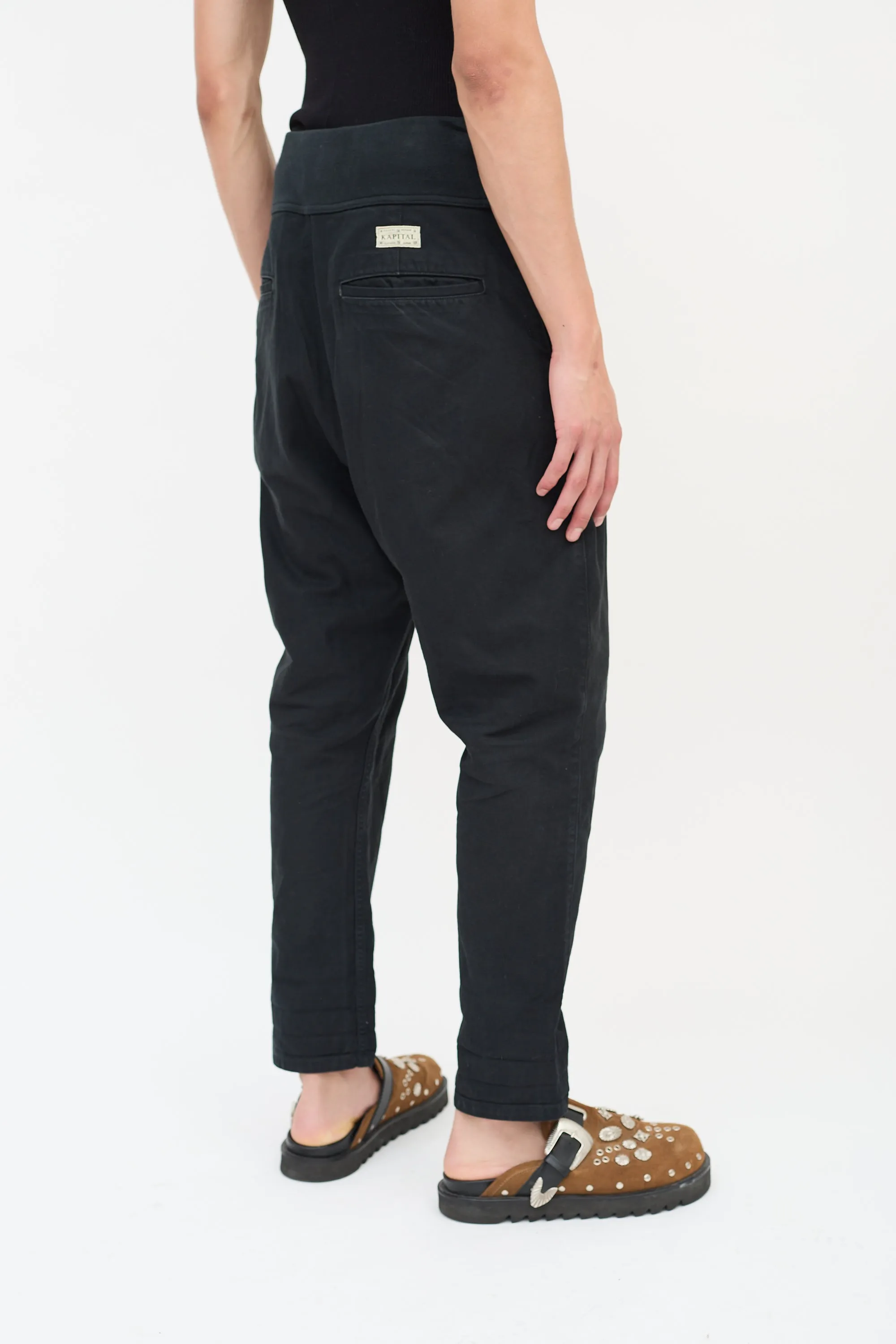 Kountry Navy Cotton Tapered Pants