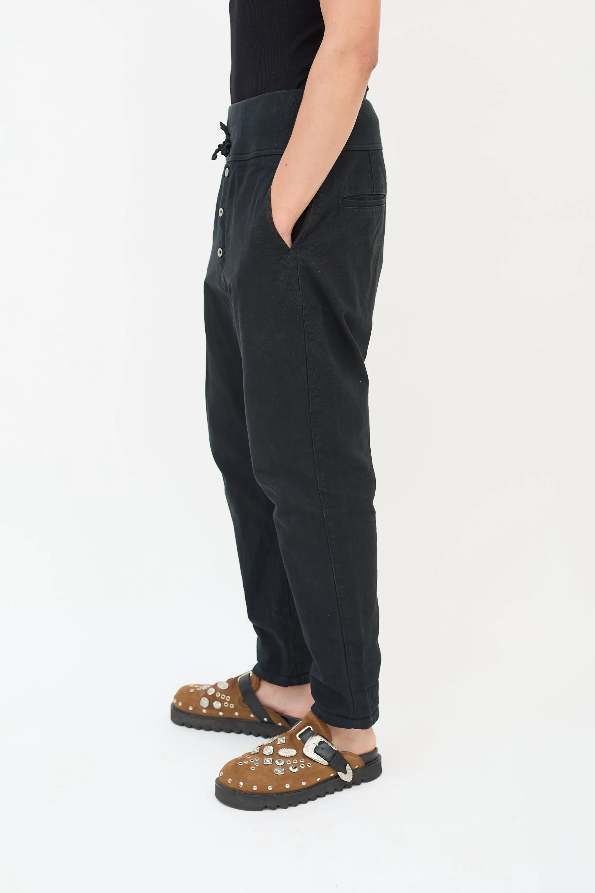 Kountry Navy Cotton Tapered Pants