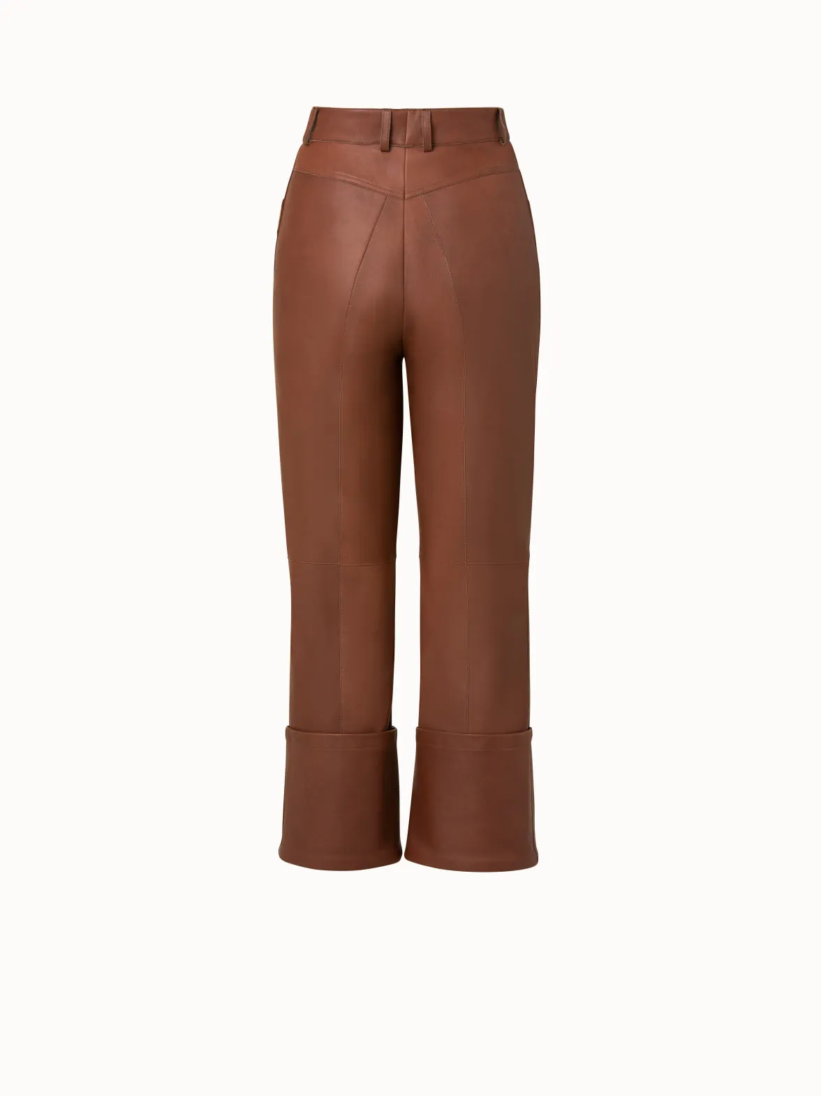 Lamb Nappa Leather High Waist Wide Leg Pants