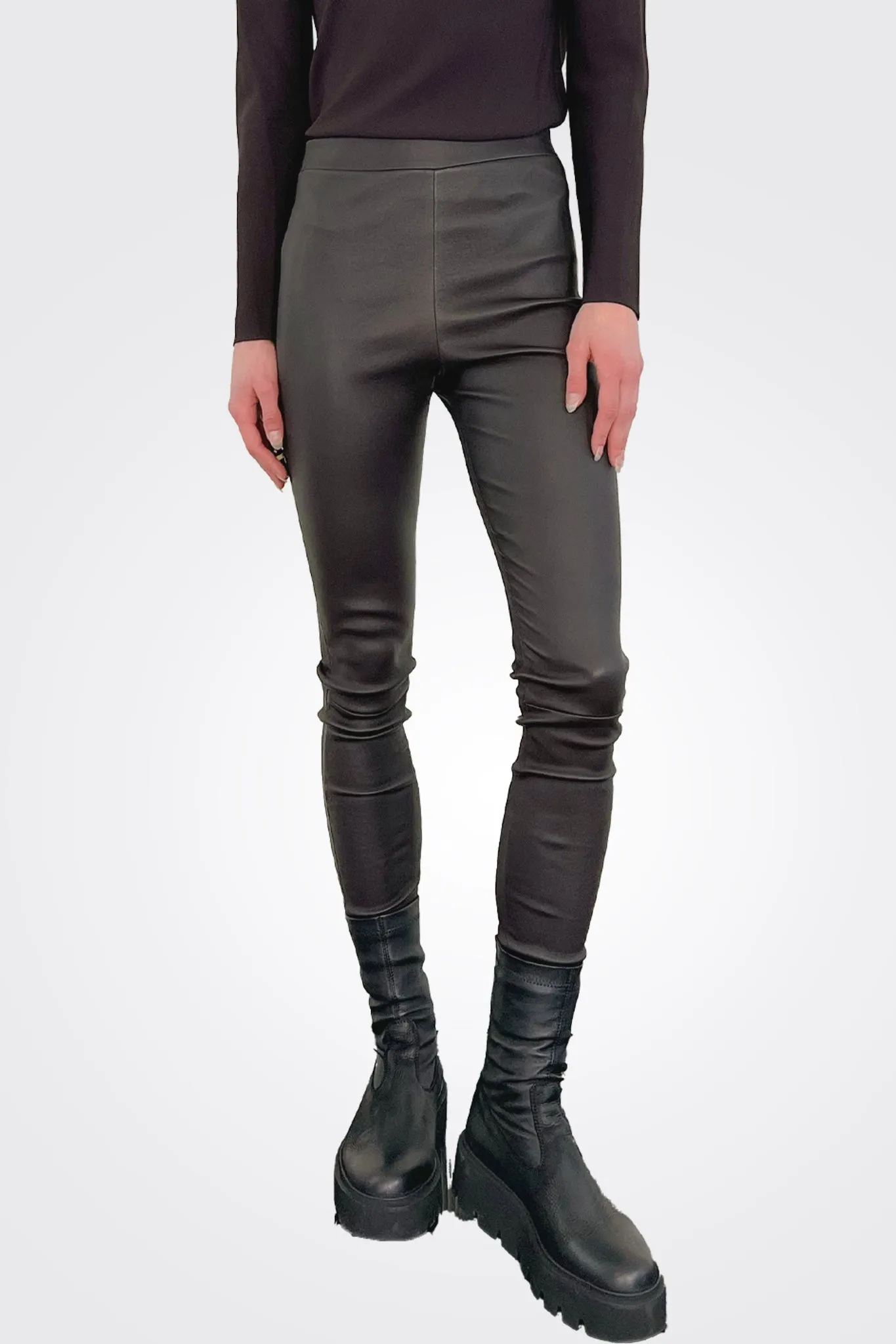 Leather High Waist Legging - Mink