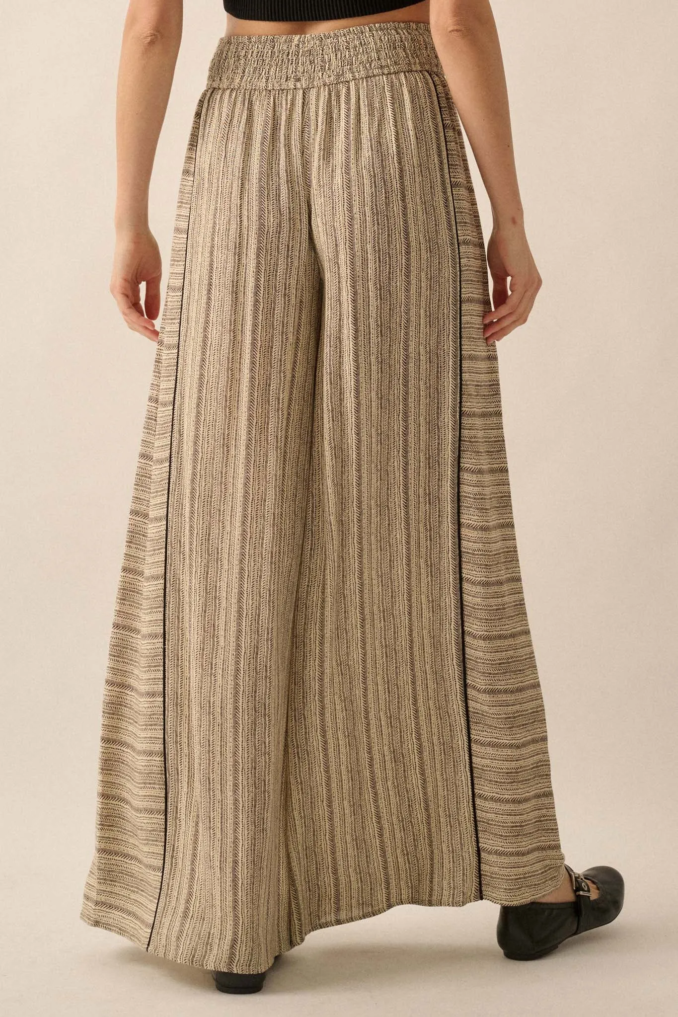 Life's Journey Striped Geo-Print Wide-Leg Pants