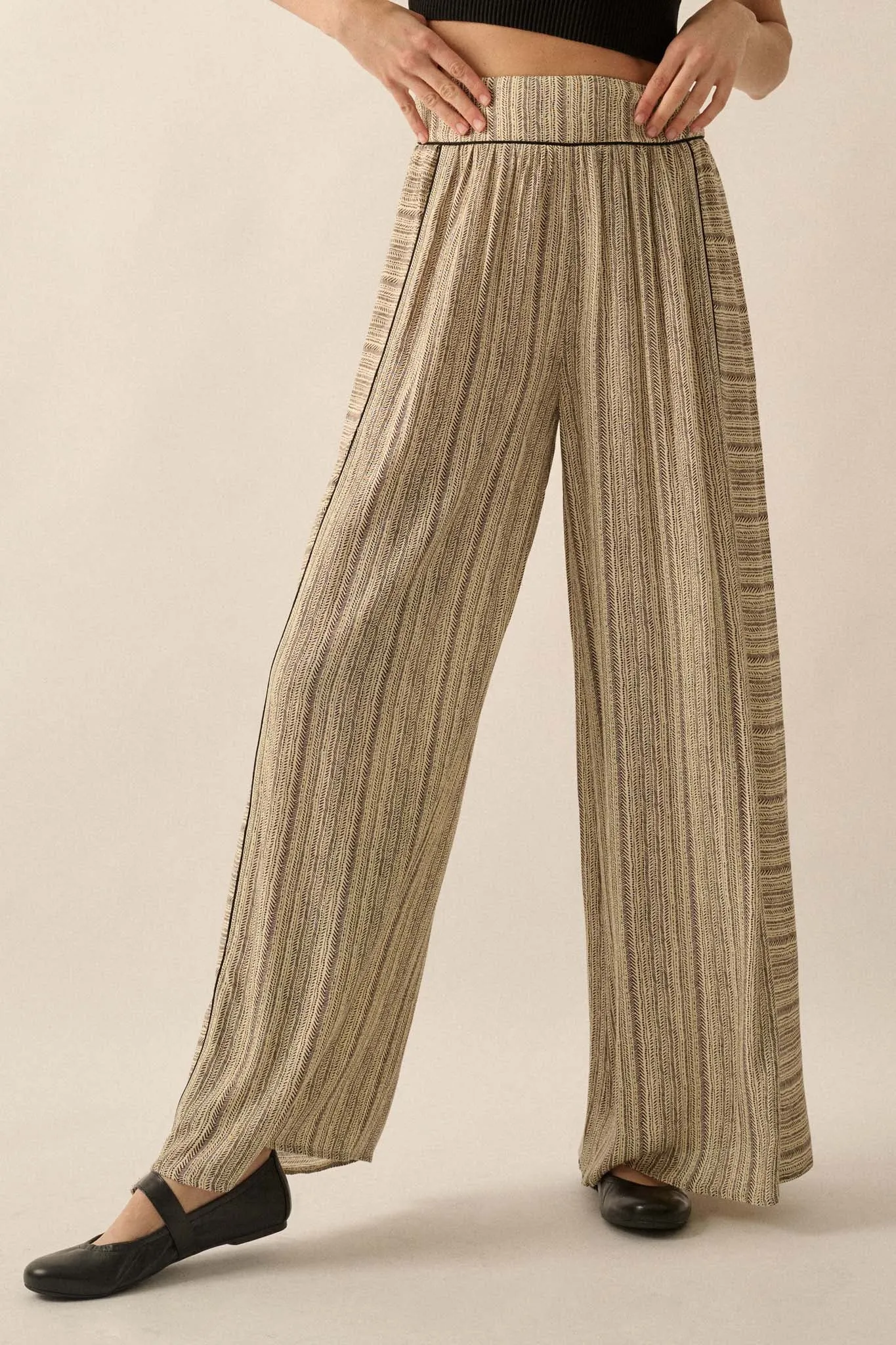 Life's Journey Striped Geo-Print Wide-Leg Pants