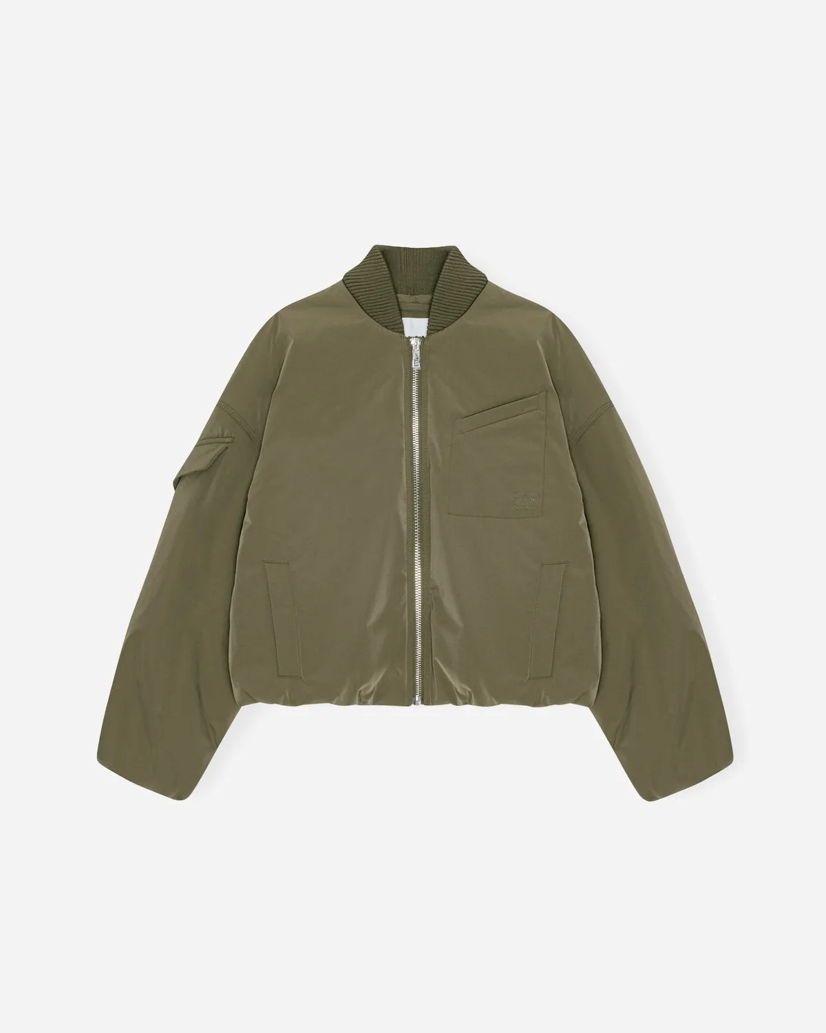 Light Twill Oversized Short Bomber Jacket - Kalamata