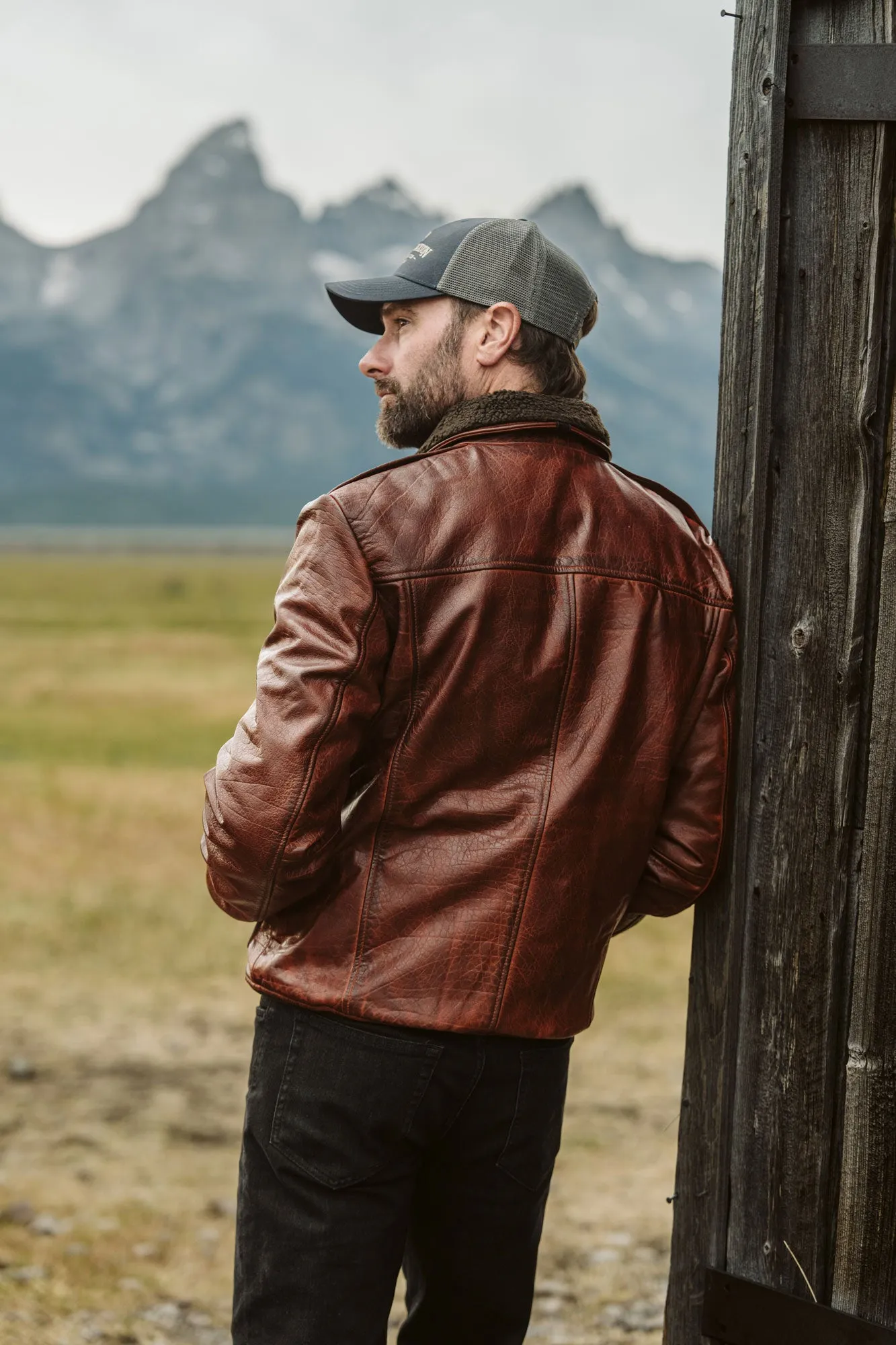 Limited Maverick Leather Bomber Jacket | Buffalo Grain Brown