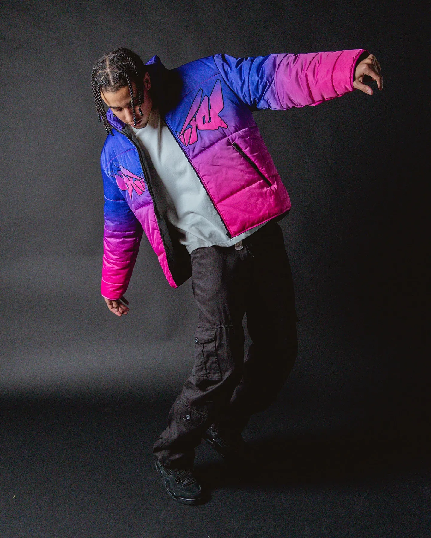 Loiter Cyber Gradient Puffer Jacket Pink/Purple