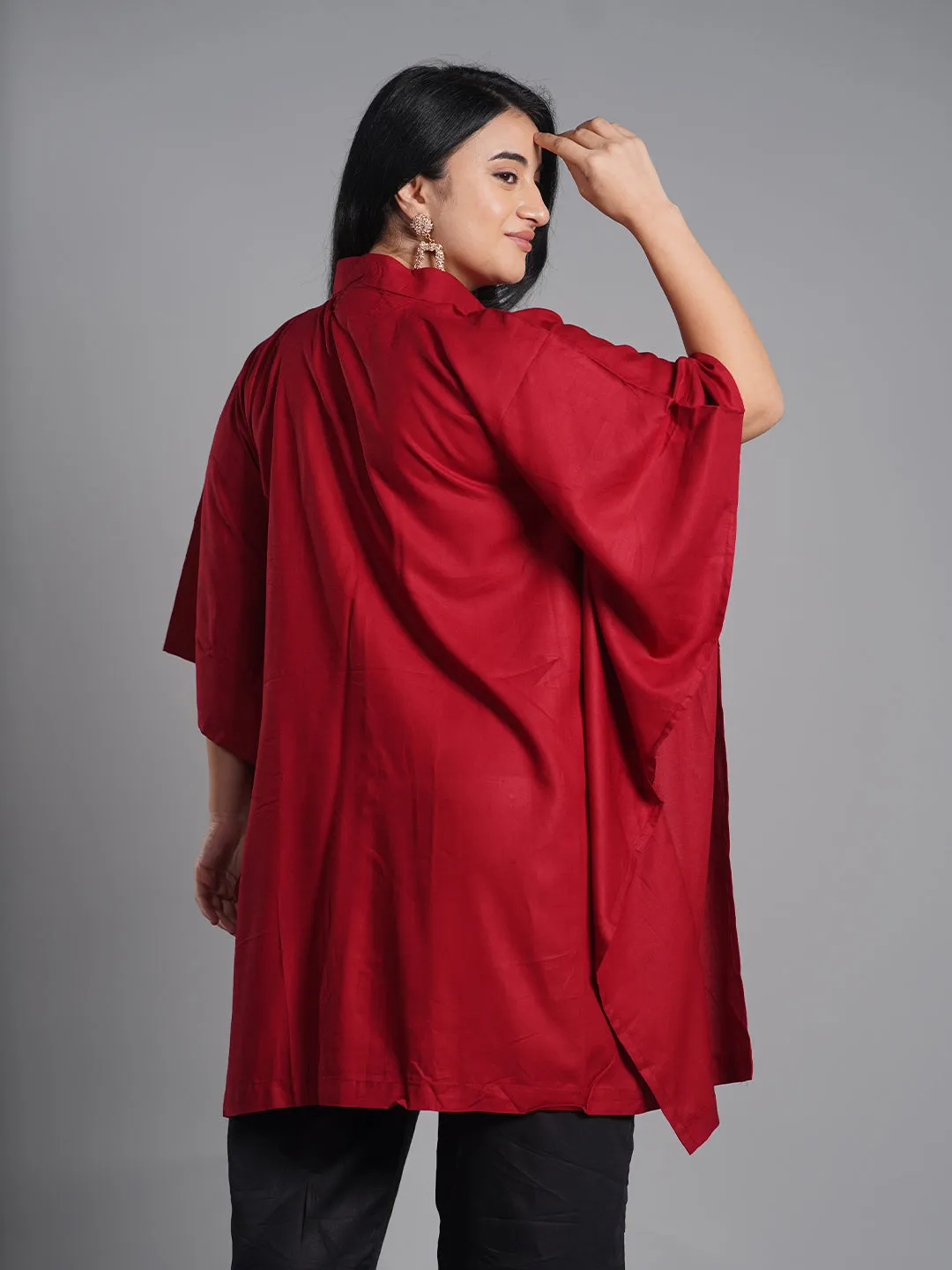 Maroon Rayon ShirtKurta - KesariyaBloom