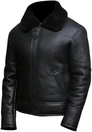 Men's B3 Aviator Shearling Bomber Real Sheepskin Leather Jacket.