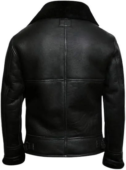 Men's B3 Aviator Shearling Bomber Real Sheepskin Leather Jacket.