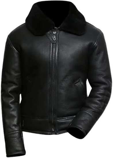 Men's B3 Aviator Shearling Bomber Real Sheepskin Leather Jacket.