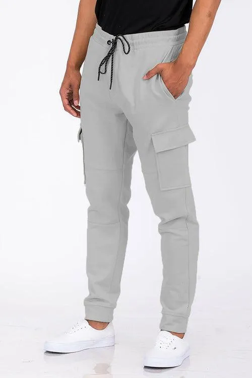 Mens Basic Sweat Pants Cargo Joggers