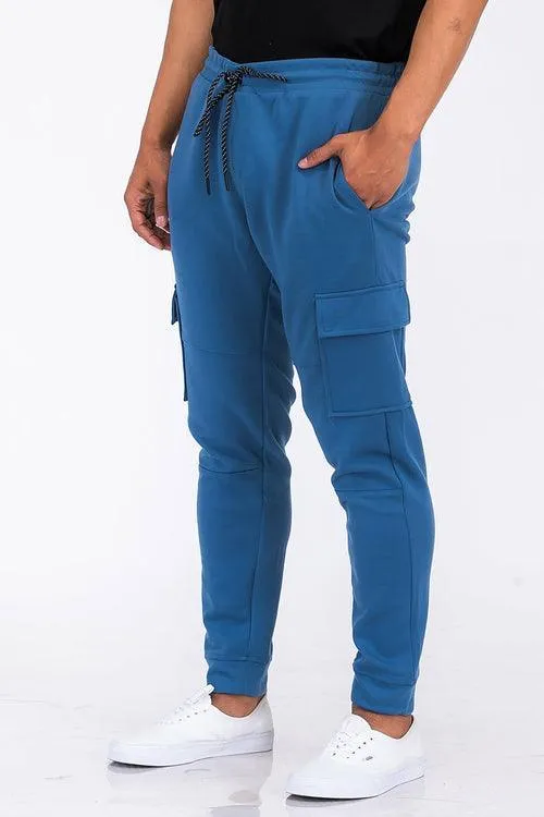 Mens Basic Sweat Pants Cargo Joggers