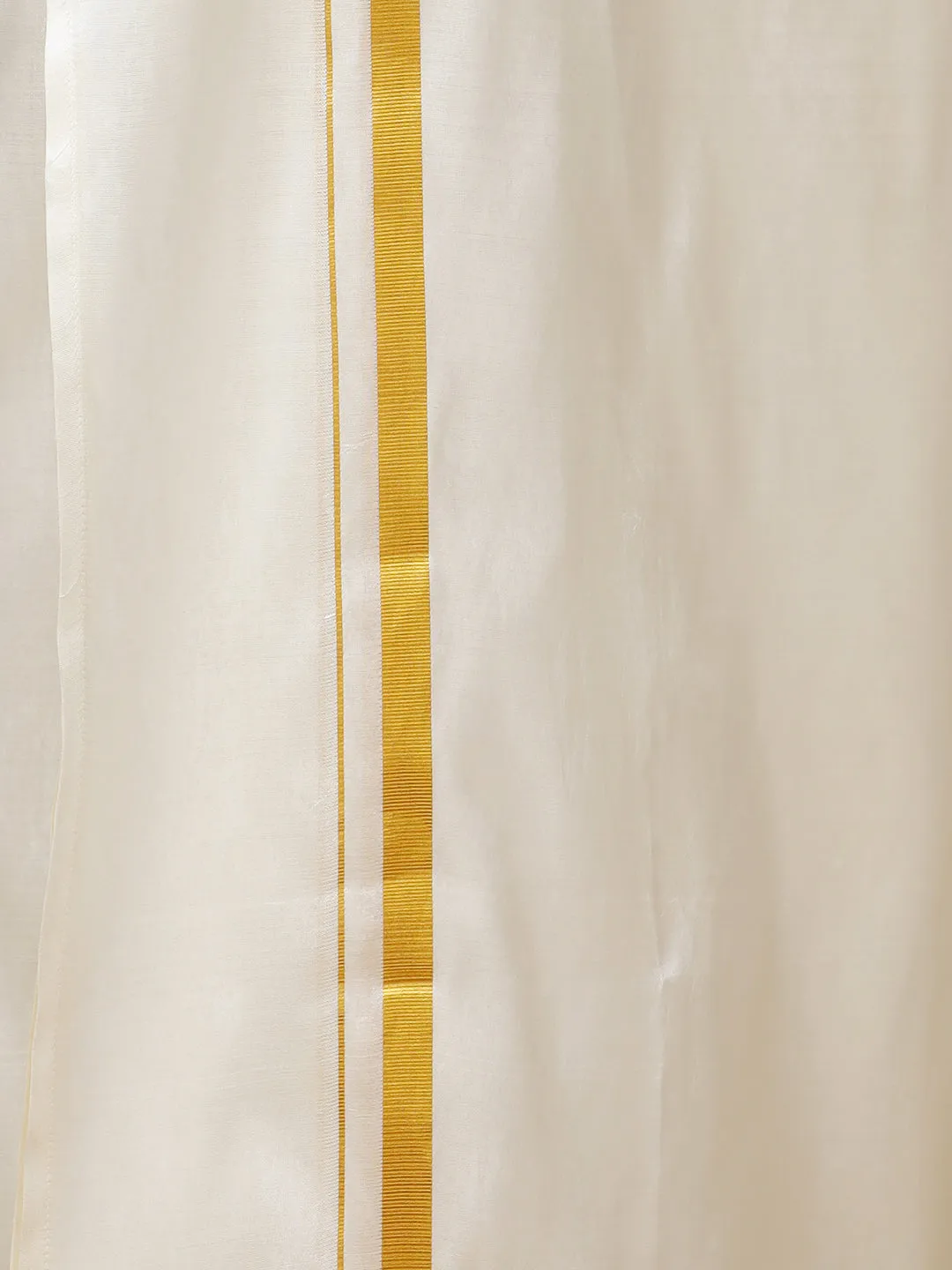 Mens Cream Art Silk Full Sleeves Shirt with Readymade Double Dhoti Combo