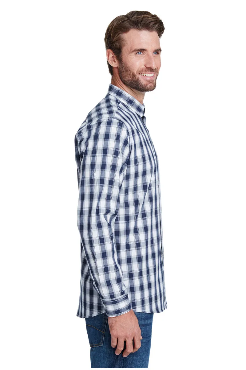 Men's Mulligan Check Long Sleeve Cotton Shirt (White / Navy)