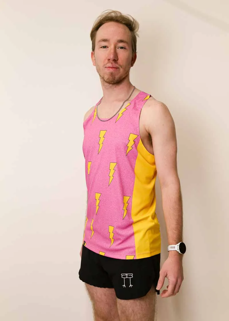 Men's Pink Bolts Performance Singlet