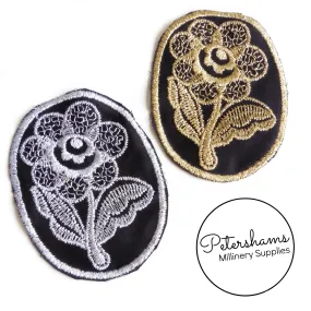 Metallic Embroidered Flower Motif