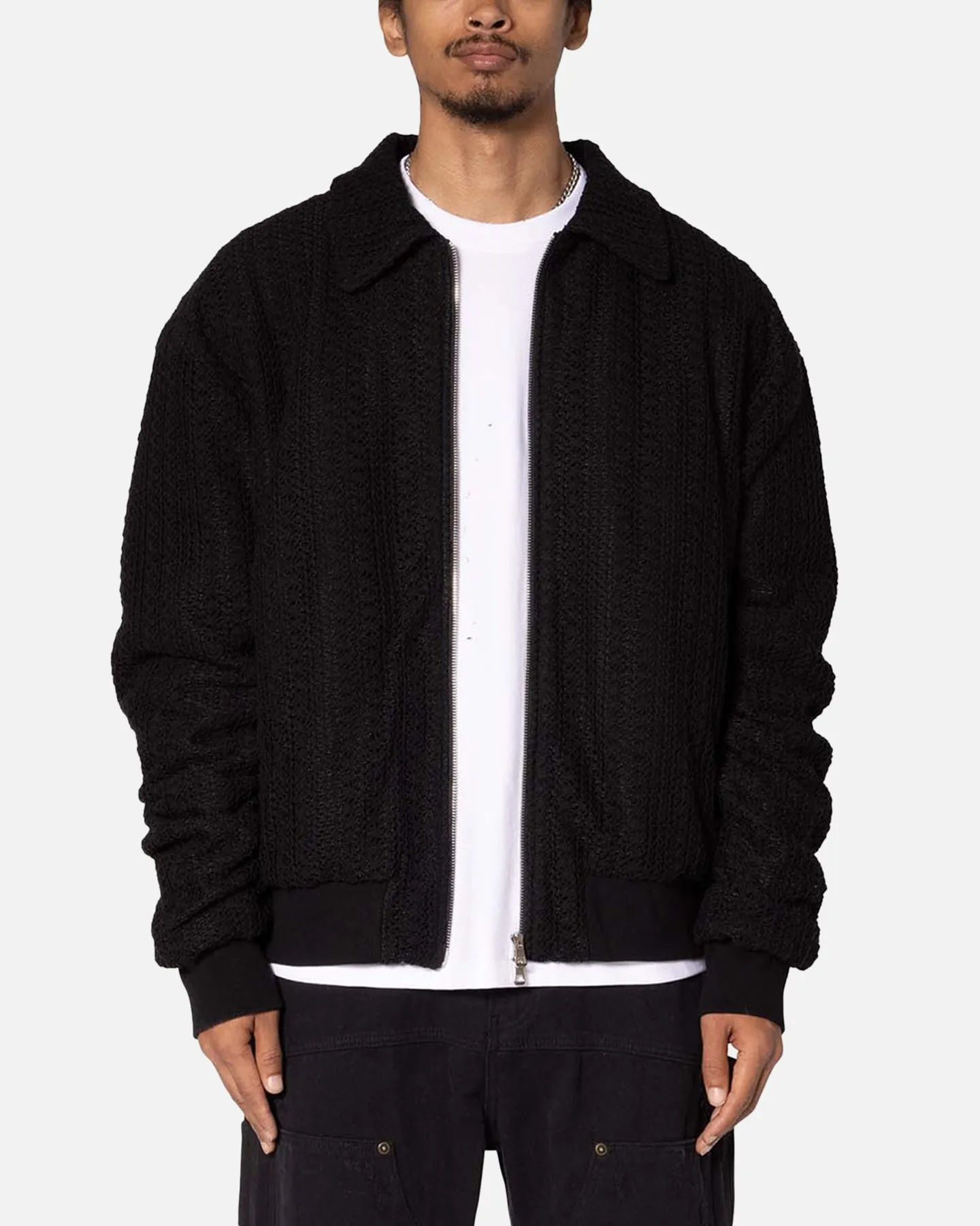 MNML Crochet Bomber Jacket Black