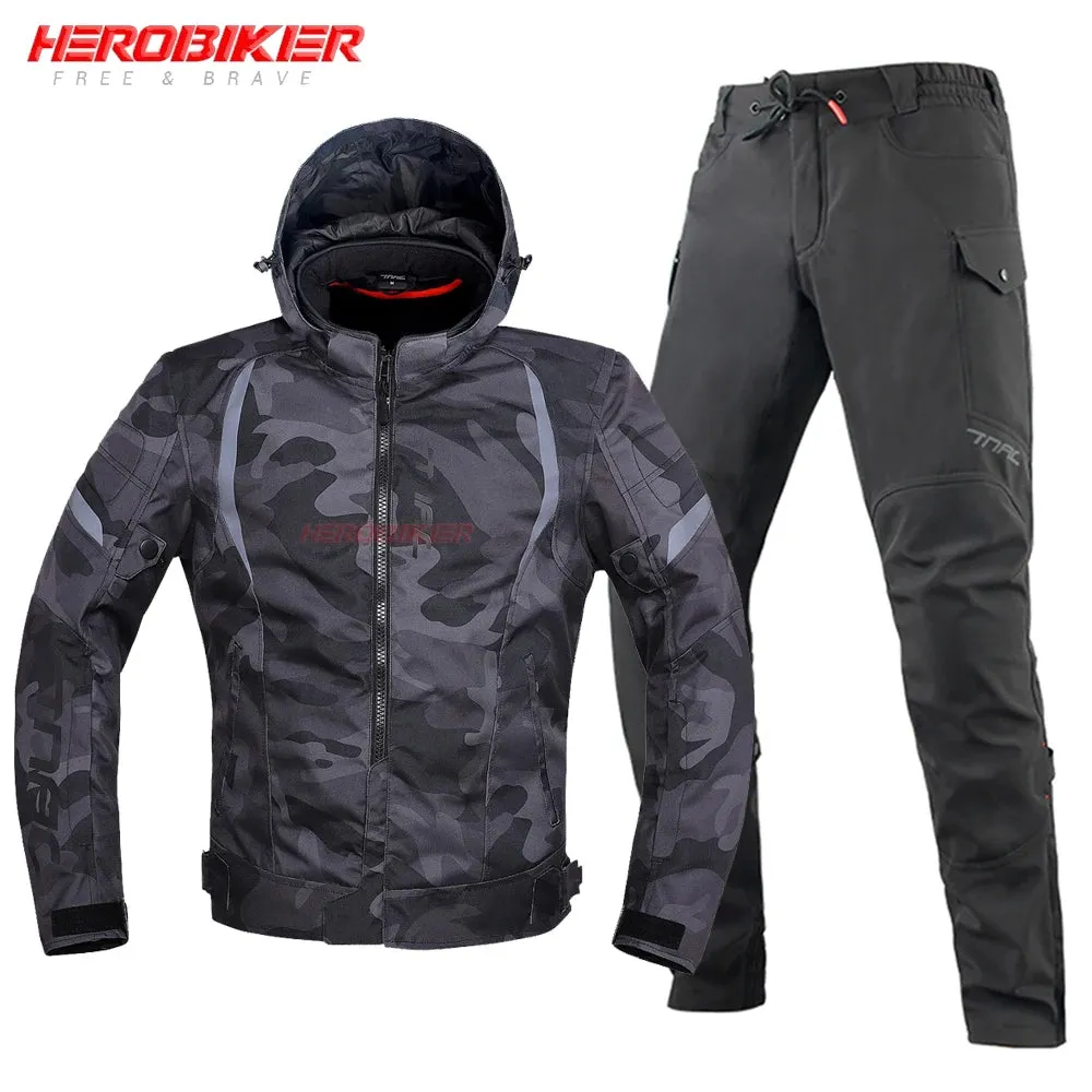 Motorcycle Jacket Waterfroof Motocross Jackets Windproof Motorbike Jackets Pants Riding Reflective Moto Racing Clothes 4 Seasons