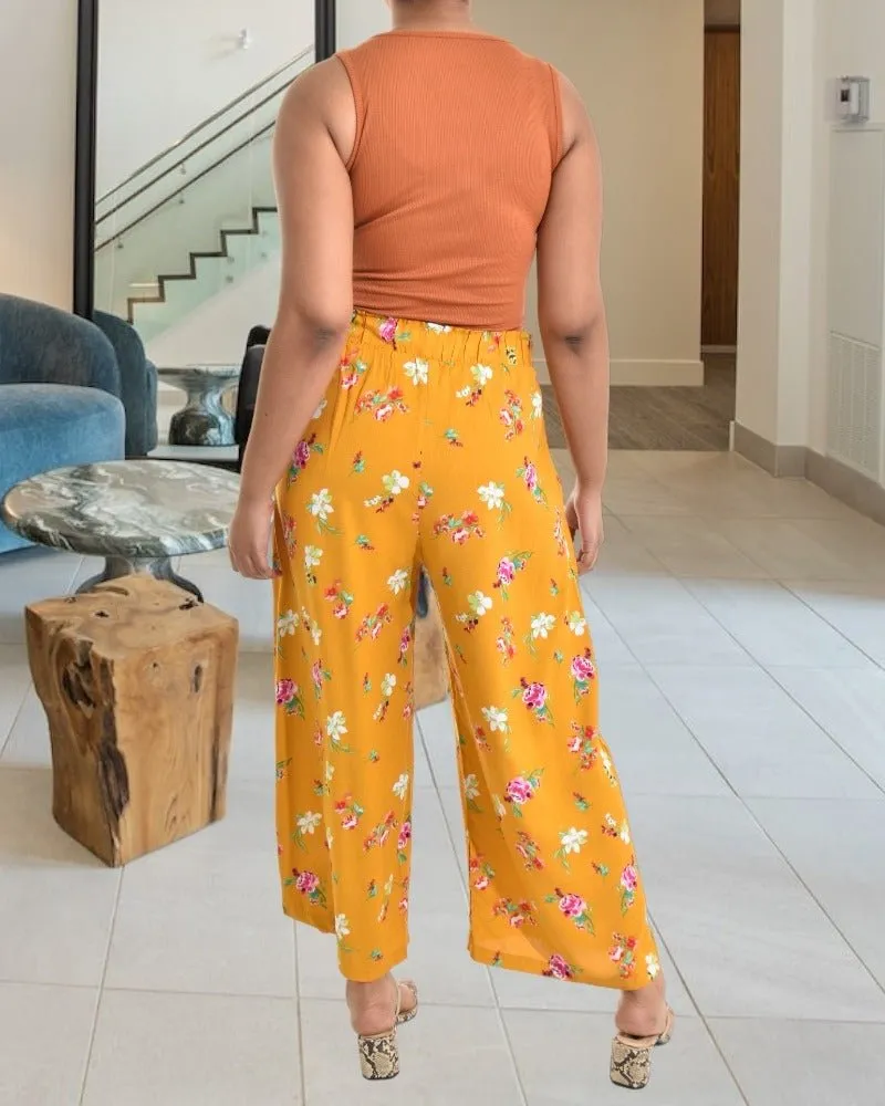 Mustard 3/4 Palazzo Pants