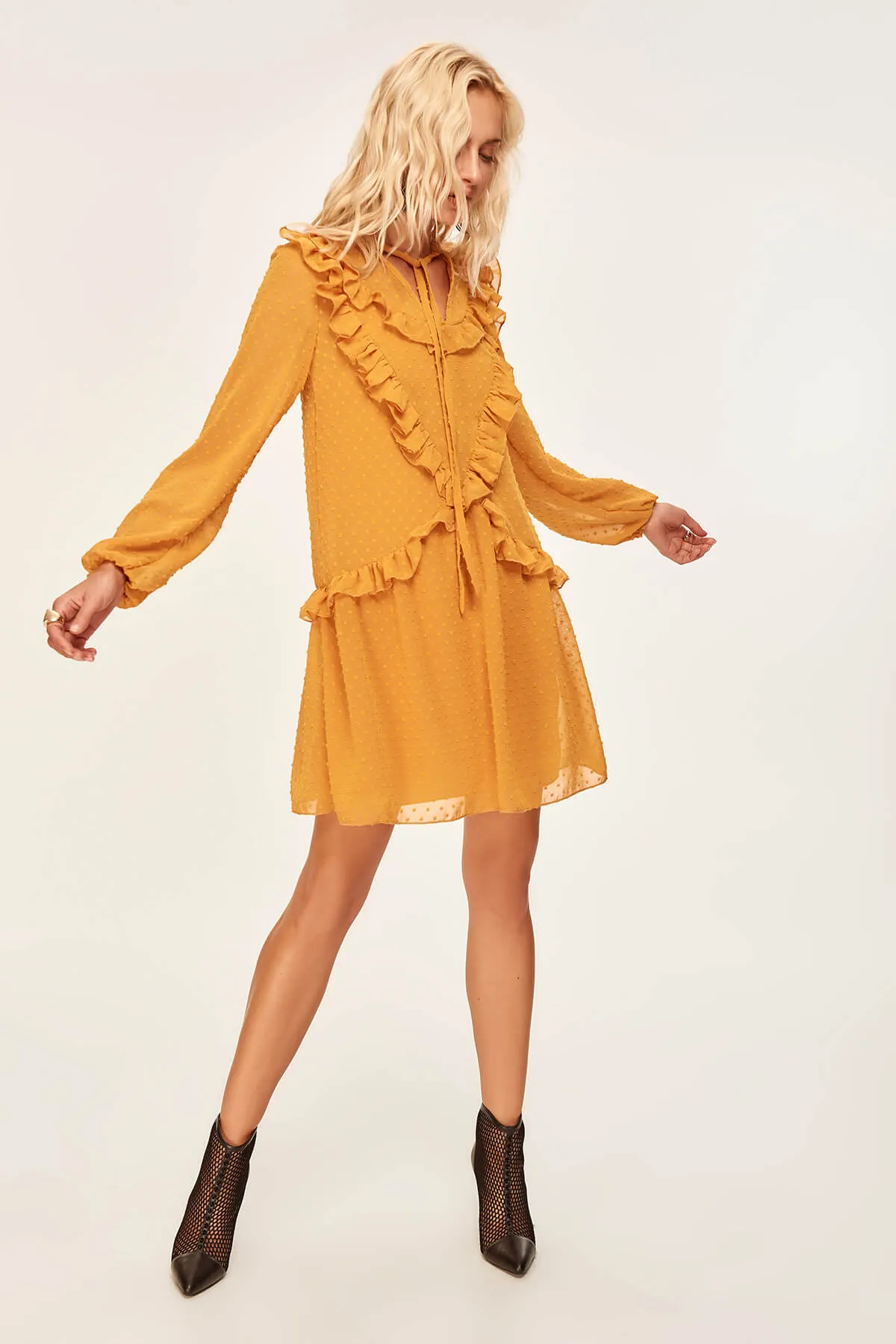 Mustard Ruffled Mini