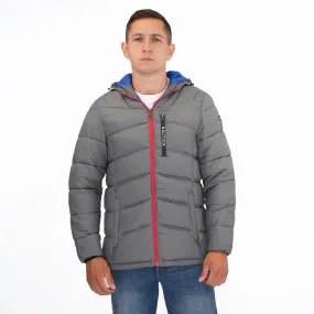 Nautica Mens Performance N83 Hooded Puffer Jacket Grey