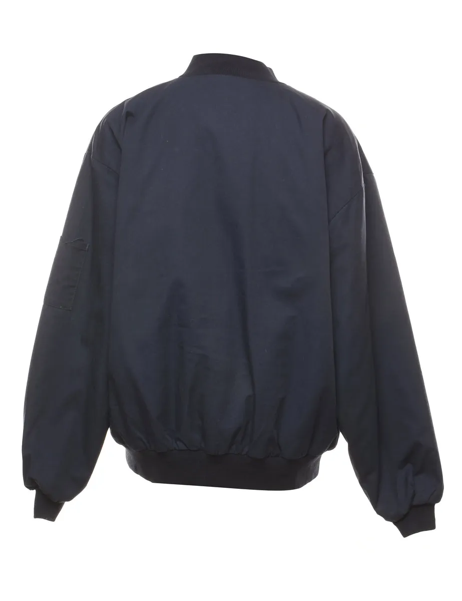 Navy Zip-Front Classic Bomber Jacket - XL