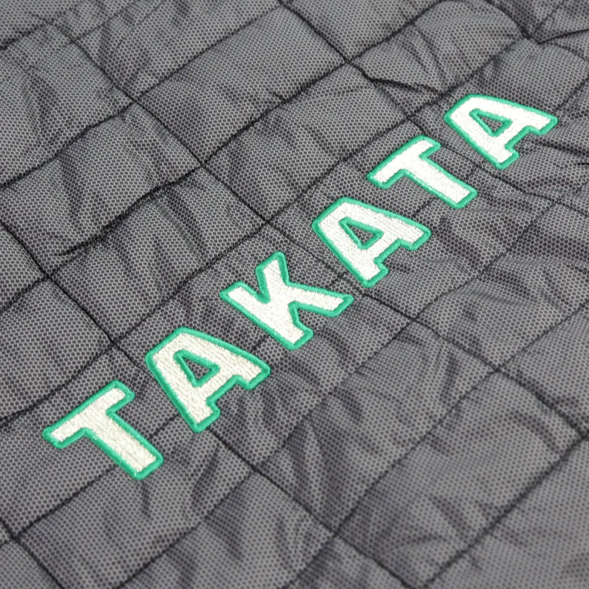 Official Takata Grey Zip-Up Puffer Jacket with Embroidered Logo - Extra Large