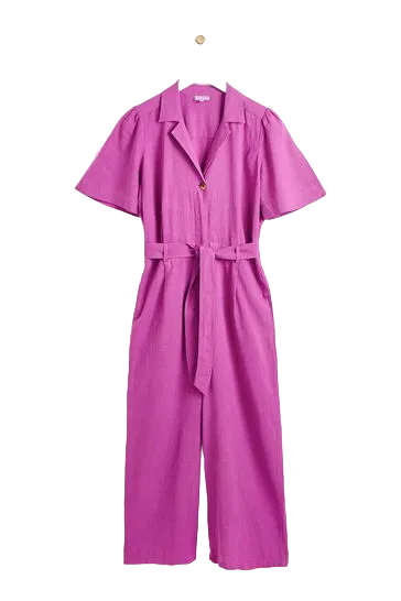 Oliver Bonas Purple Linen/viscose Blend Jumpsuit UK 6