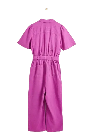 Oliver Bonas Purple Linen/viscose Blend Jumpsuit UK 6