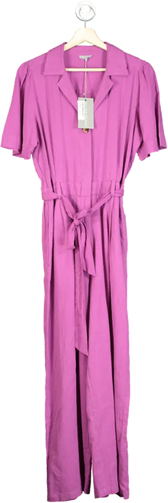 Oliver Bonas Purple Linen/viscose Blend Jumpsuit UK 6