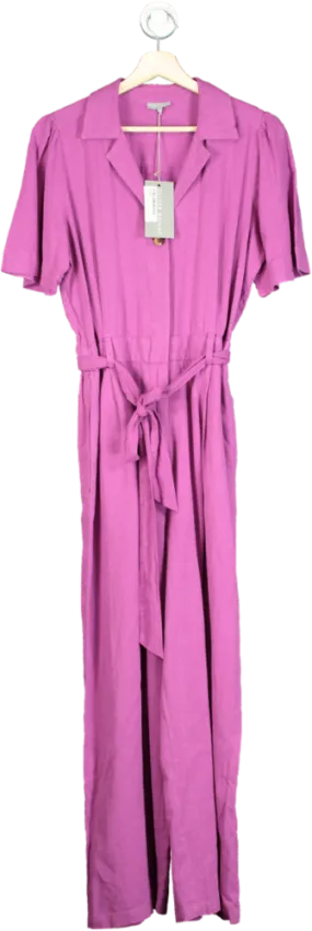 Oliver Bonas Purple Linen/viscose Blend Jumpsuit UK 6