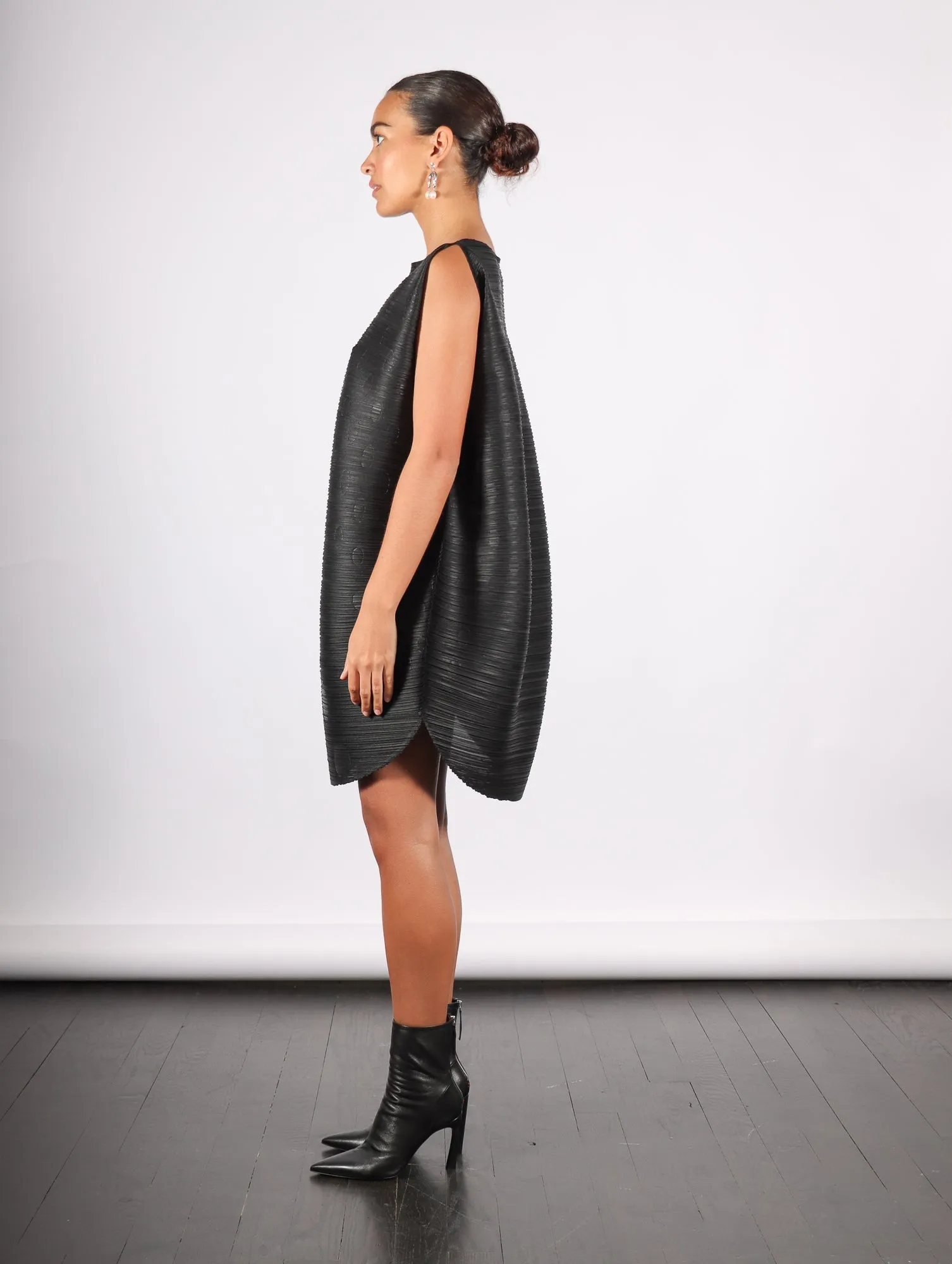 Orbit Tunic in Black by Pleats Please Issey Miyake