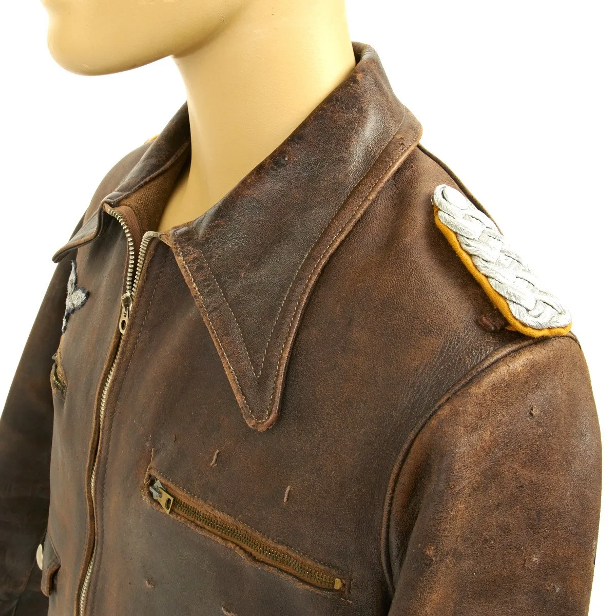 Original German WWII Luftwaffe Officer Leather Flight Jacket