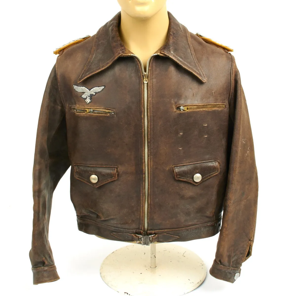 Original German WWII Luftwaffe Officer Leather Flight Jacket