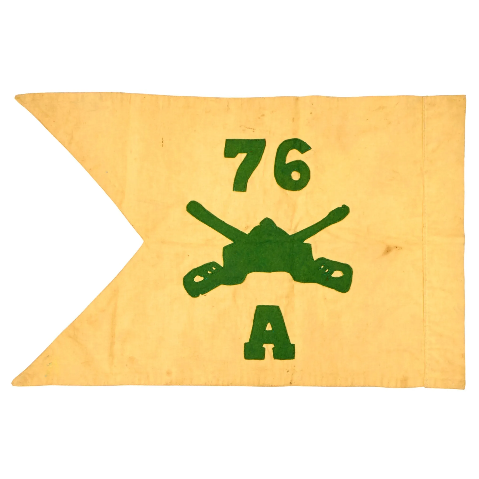 Original U.S. Korean War-Era 76th Tank Battalion Swallowtail Guidon with Plaque - Formerly Part of the A.A.F. Tank Museum